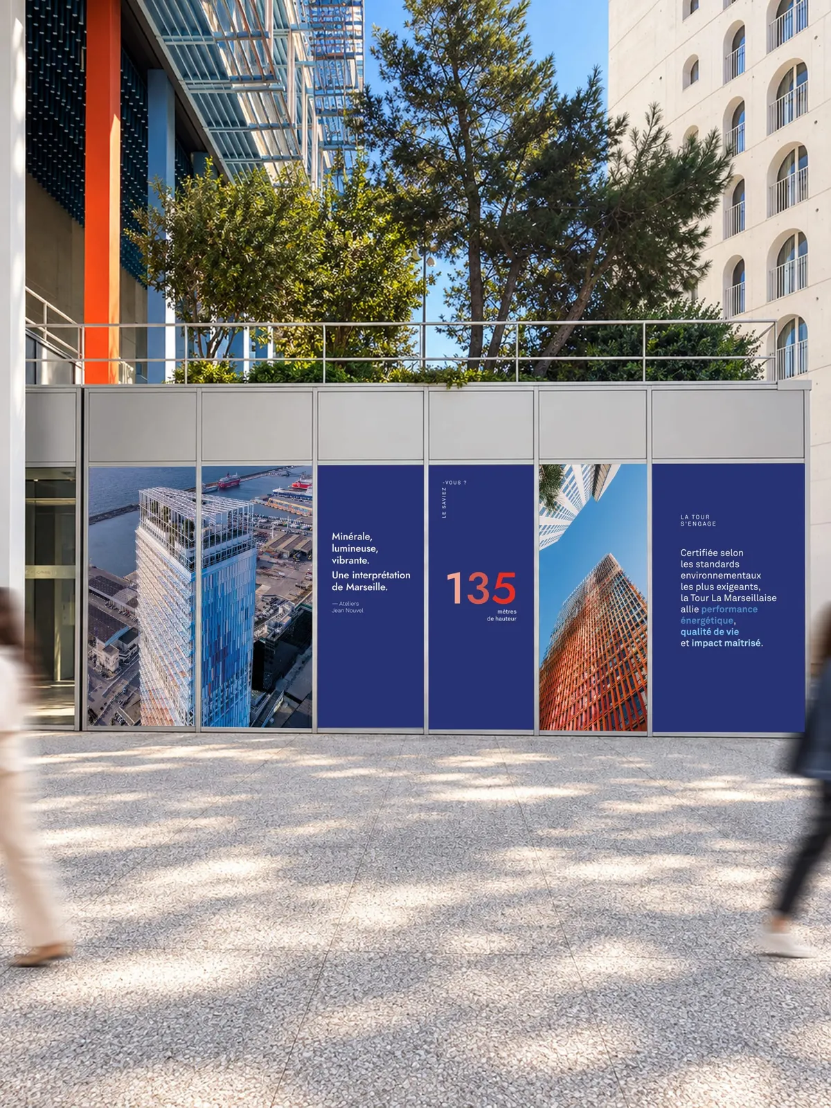 Tour La Marseillaise, signaletique vitrophanie rez de chaussee