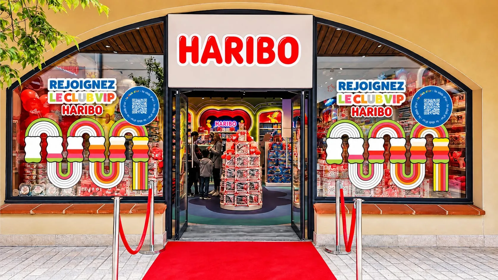 Haribo, signaletique vitrophanie vitrine boutique