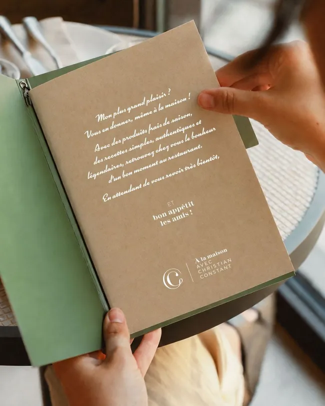 Christian Constant, communication print livret menu