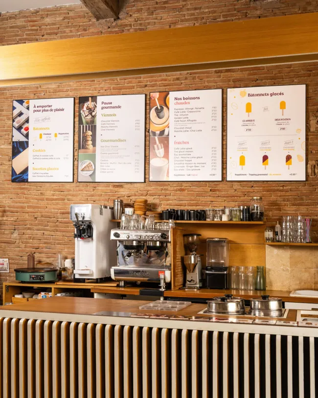 Emkipop, retail panneaux menu boutique
