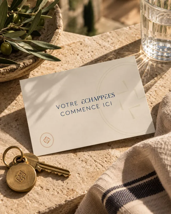Les Échappées, communication print carte bienvenue