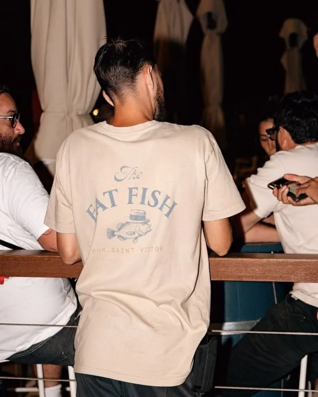 The Fat Fish, textile tee shirt logo