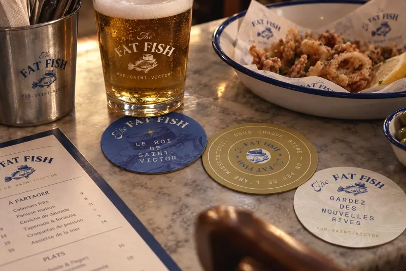 The Fat Fish, identite visuelle sous bocks